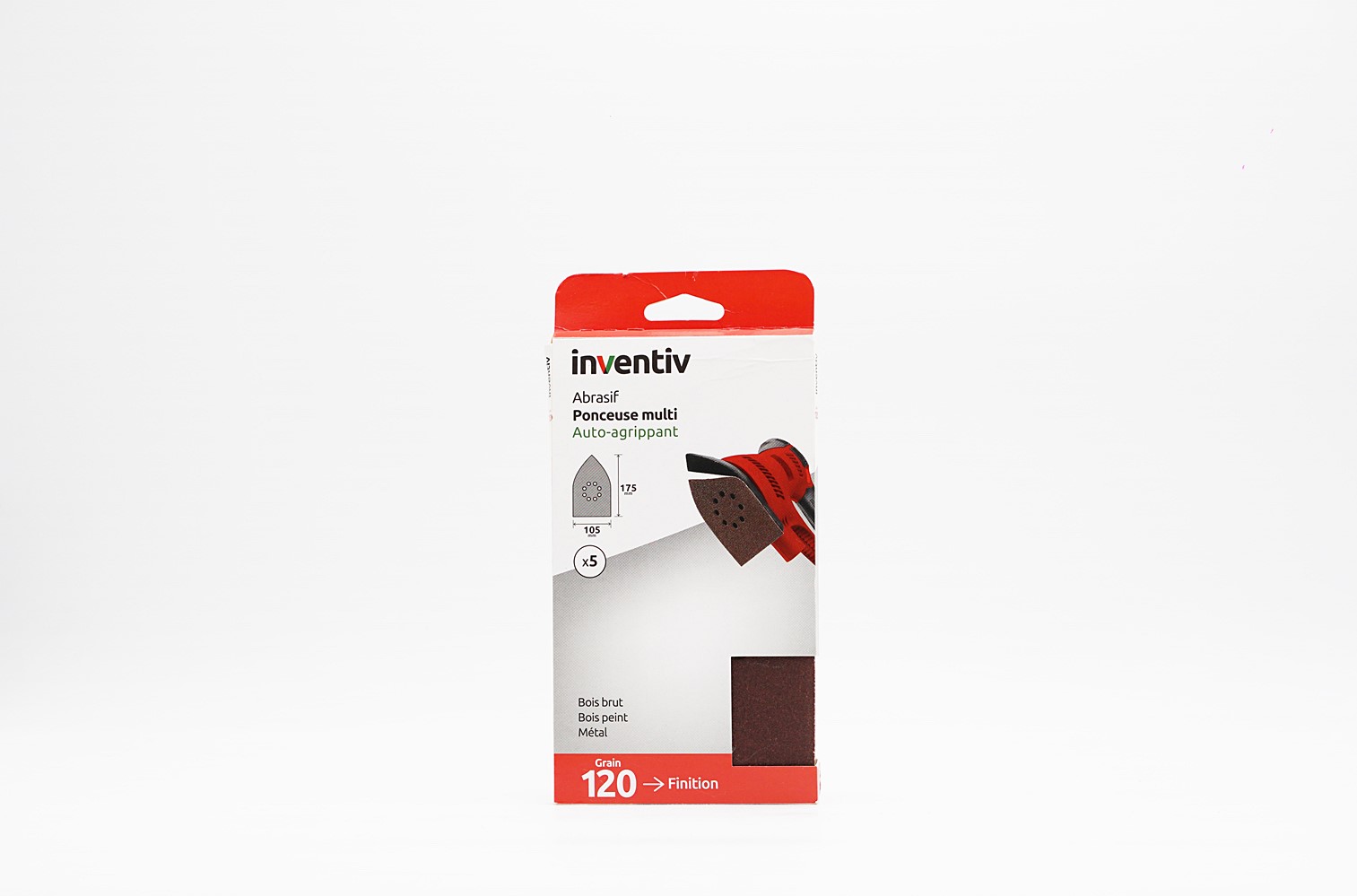 5 Patins abrasifs multi ponceuse 105x175mm Grain 120 - INVENTIV